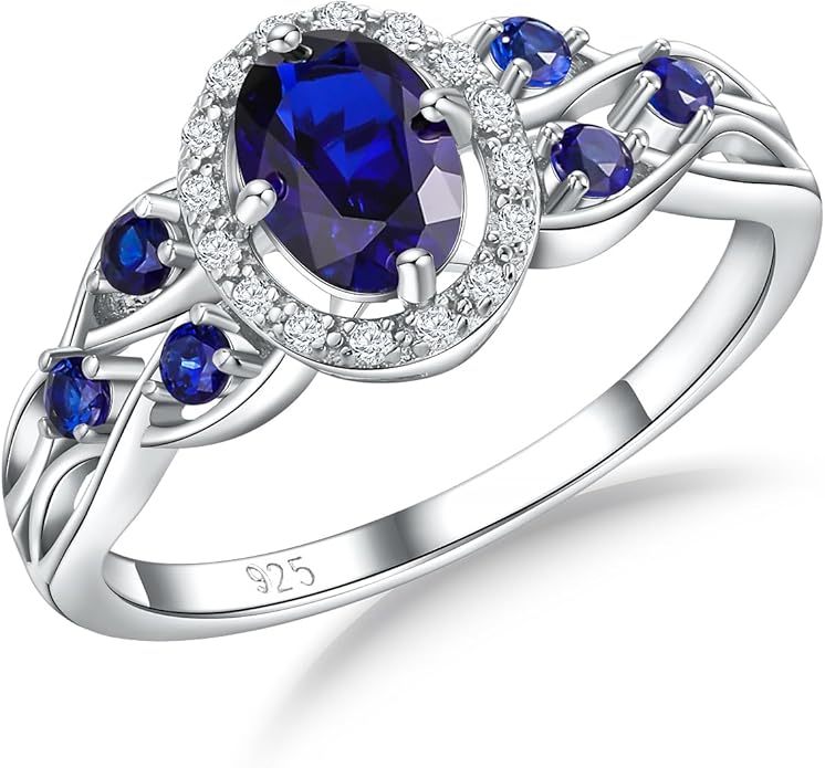 925 Sterling Silver Celtic Knot Engagement Ring for Women Moissanite/Cubic Zirconia Inlaid Oval Shaped Birthstone Rings Cocktail Wedding Birthday Jewelry(with Box)