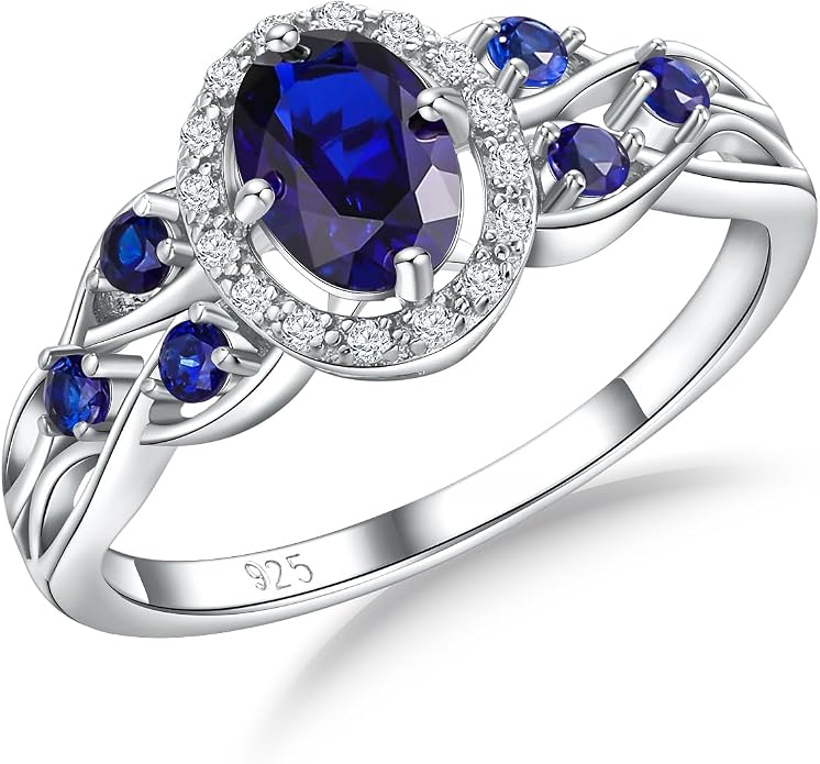 925 Sterling Silver Celtic Knot Engagement Ring for Women Moissanite/Cubic Zirconia Inlaid Oval Shaped Birthstone Rings Cocktail Wedding Birthday Jewelry(with Box)