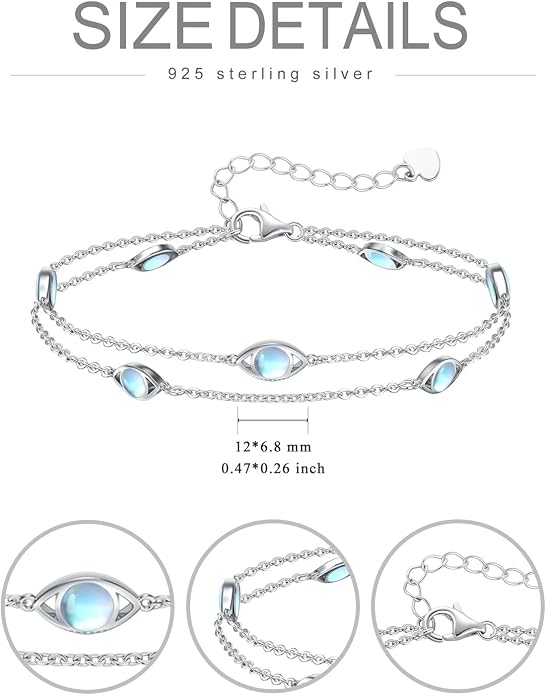 925 Sterling Silver Ankle Bracelet Evil Eye/Dolphin/Sea Turtle/Infinity/Wave Seashell/Hamsa Ankle Bracelet Adjustable Summer Beach Ocean Jewelry for Women