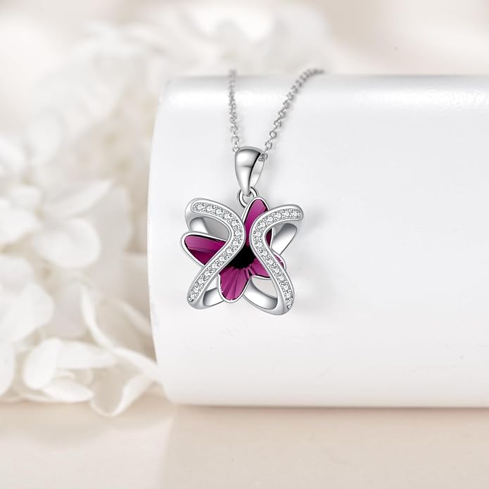 Crystal Necklace 925 Sterling Silver Crystal Pendant Necklace for Women Gift for Women