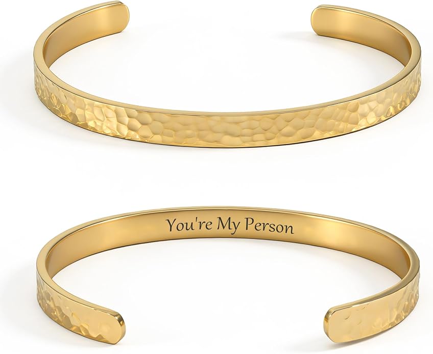 Inspirational Bible Verse Cuff Bracelet for Women, 18K Gold Plated Hammered Bangle, Christian Faith Jewelry Gift, Adjustable Non Tarnish
