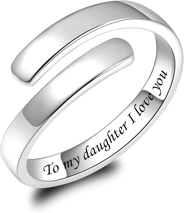 BEILIN 925 Sterling Silver Inspirational Jewelry Rings Adjustable Ring Personality Encouragement Gift for Teens Women