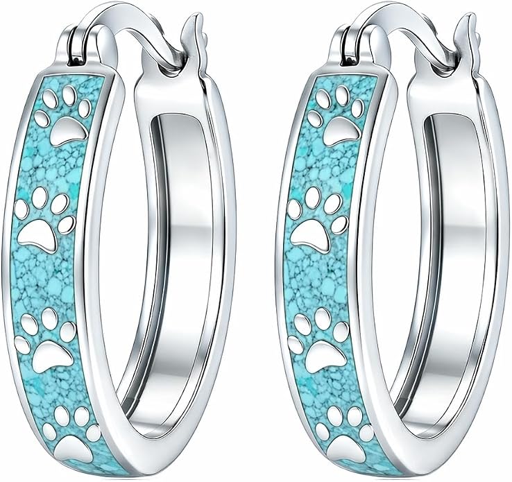 Opal/Turquoise Huggie Earrings 925 Sterling Silver Opal/Turquoise Small Animal Huggie Hoop Earrings Animal Huggies Earring Jewelry Gifts for Women Mom Her
