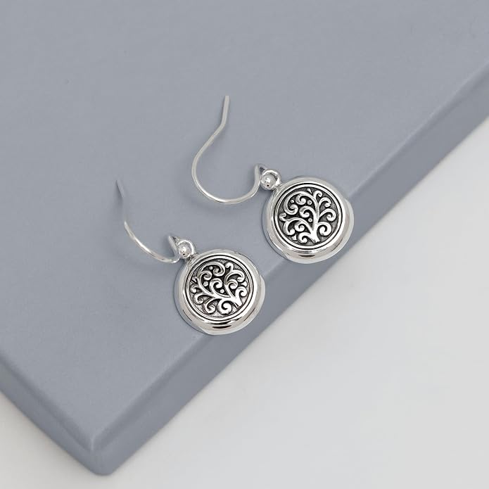 LeCalla 925 Sterling Silver Filigree Dangle Drop Earrings | Lightweight Antique Balinese Teardrop Dangle Drop Earring for Women