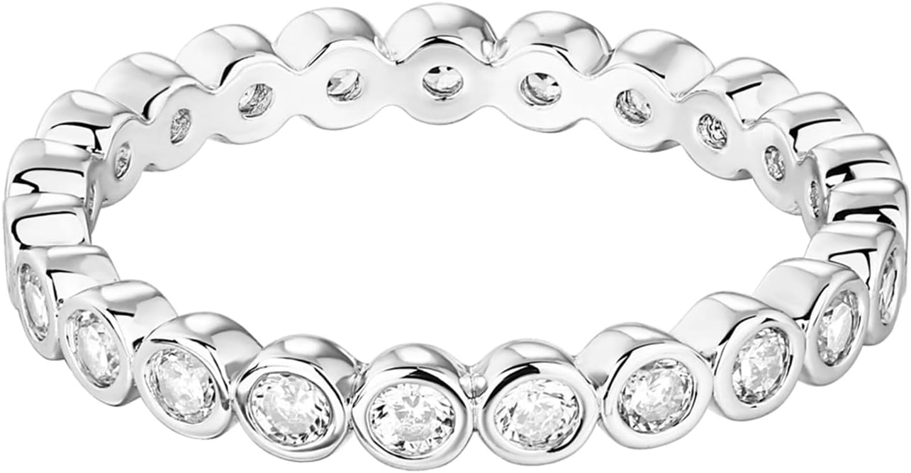 PAVOI 14K Gold Plated Rings with Cubic Zirconia - 2.8mm Stackable for Women - Gold Love Ring