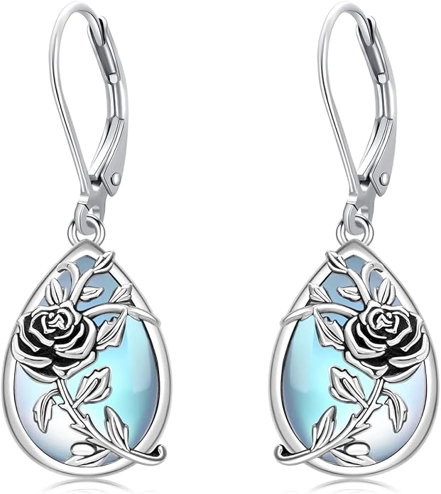 Flower Earrings 925 Sterling Silver Flower Teardrop Leverback Dangle Earrings Jewelry Gifts for Women Girls