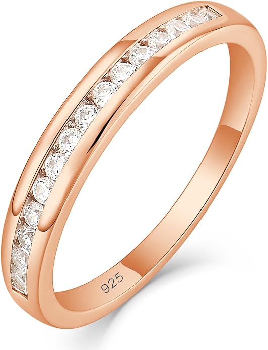 YL Stackable Rings 925 Sterling Silver Halo Birthstone Eternity Bands Jewelry for Women