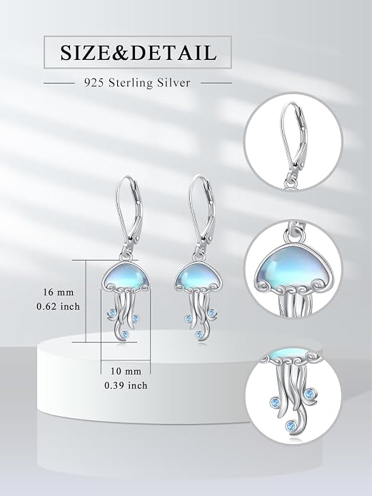 Dorunmo Moonstone Dangle Drop Earrings s925 Sterling Silver Leverback Earrings Filigree Moonstone Jewelry Birthday Gifts for Women
