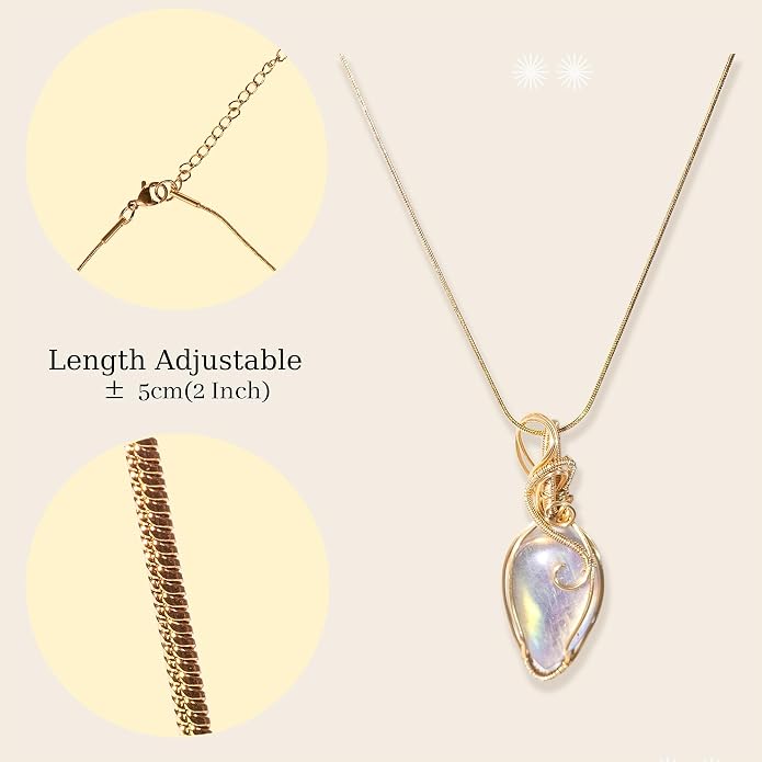 Handmade Wrapped Labradorite Crystal Pendant Necklace - Dainty Charm Copper Wired Necklace, Healing Crystals and Gemstones, Vintage Jewelry for Women, Men's Necklace, Boho Black Stone Protection Birthstone Jewelry