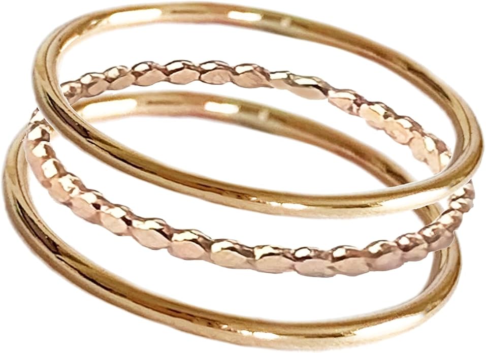 Mini Bee Stacking Rings | Three Stacking Rings | Wear as Toe Rings, Knuckle or Finger | Unisex Design | 14K Gold Filled or Sterling