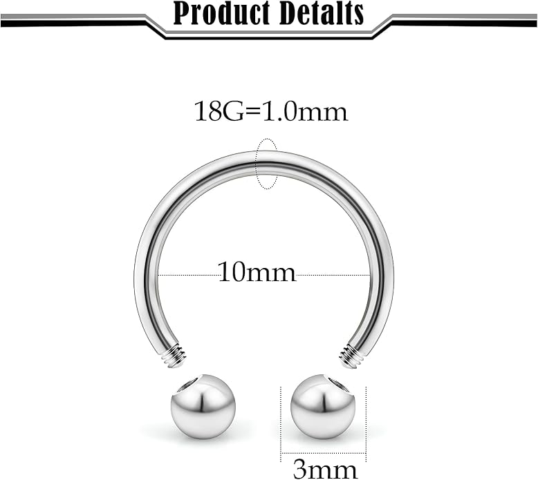 20G-2G ASTM F136 Titanium Septum Rings Nose Ring Hoops Circular Barbell Helix Snug Tragus Rook Daith Cartilage Earring Sneke Bites Lip Ring Hoop Smiley Piercing Jewelry for Women Men 6mm-19mm