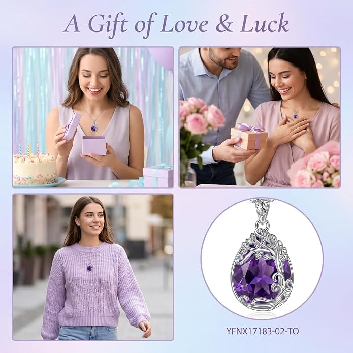 Teardrop Moonstone Necklace for Women Tree of Life/Filigree Birthstone Pendant Necklace Jewelry