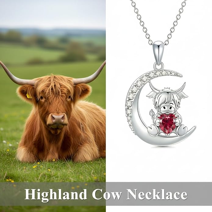 PROESS Animal Birthstone Necklace 925 Sterling Silver Otter/Axolotl/Hippo/Elephant/Dachshund/Monkey/Red Panda Pendant Necklace Animal Birthstone Jewelry Gifts for Women