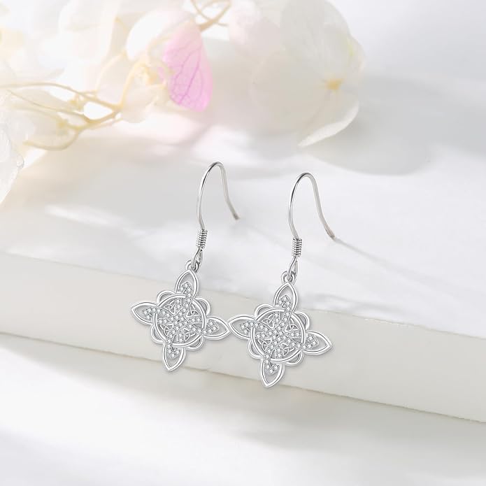 Celtic Knot Earrings 925 Sterling Silver Abalone Drop Dangle Celtic Earrings Gifts for Women
