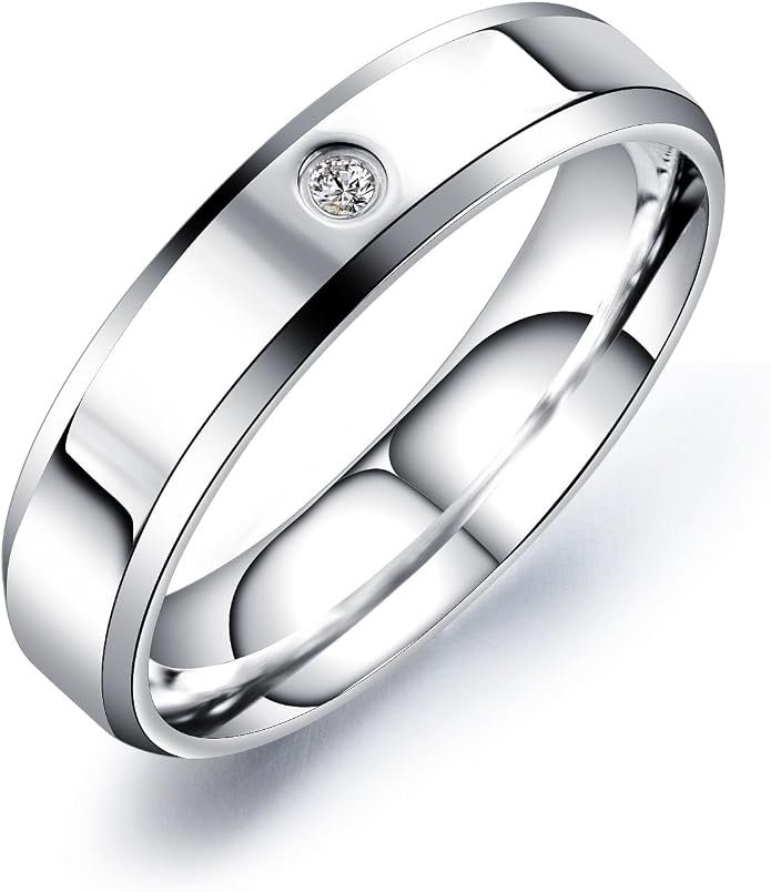 3mm 5mm Wedding Band for Women & Men Stainless Steel Couples Ring Comfort Fit High Polish