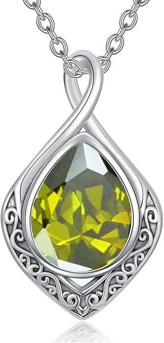 PELOVNY Celtic Knot Necklaces for Women 925 Sterling Silver Gemstone/Birthstone Teardrop Infinity Necklace Irish Celtic Pendant Jewelry Gifts for Mom Daughter Wife