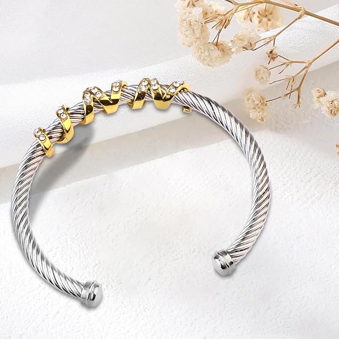 Twisted Cable Cuff Bracelets for Women 5mm Stainless Steel Cuff Bangle Bracelet Designer Inspired Jewelry Valentine Day Gift