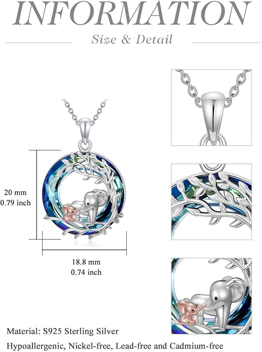 TOUPOP Sterling Silver Tree of Life Hummingbird/Dragonfly/Owl/Panda Necklace Crystal Bird Jewelry Birthday Christmas Valentines Day Gifts for Her Girlfriend Mom