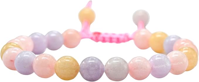 Amazing Gemstone Morganite Bracelet for Women Men's Gifts - Protection Healing Crystal Bracelet - 8mm Gemstones Beaded Adjustable Bracelet Pulseras para Hombres Mujer Stocking Stuffers