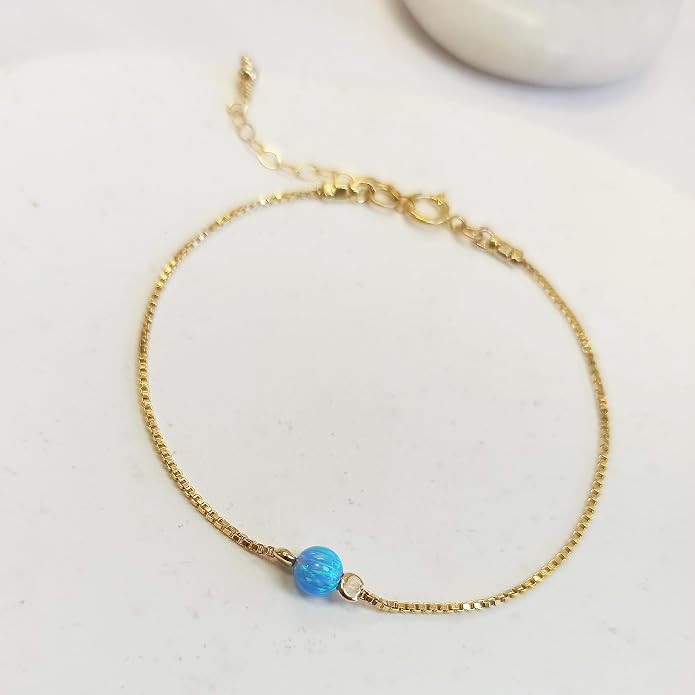 Minimalist Evil Eye Charm Bracelet – Handmade Delicate Good Luck Jewelry for Women – Adjustable 6.5” + 1” Extender