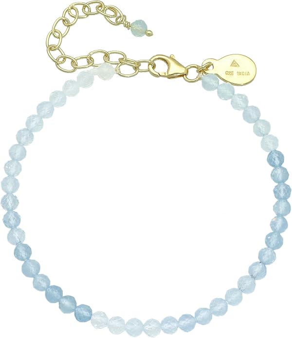 Faceted Bracelet for Women, Certified 925 Sterling Silver with 18K Gold Vermeil Healing Crystal Bracelets for Women - Crystals and Healing Stone Bracelet Women Jewelry for Gift