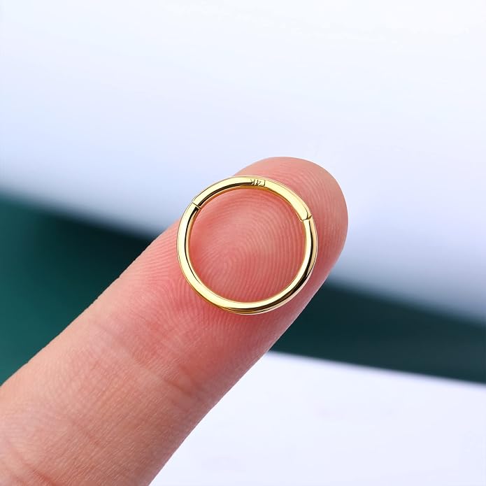 COCHARM 14K Solid Gold 18g/16g Nose Rings 16G Septum Rings Yellow Gold Tragus Helix Cartilage Conch Earring Hoops 18 Gauge Piercing Hoop