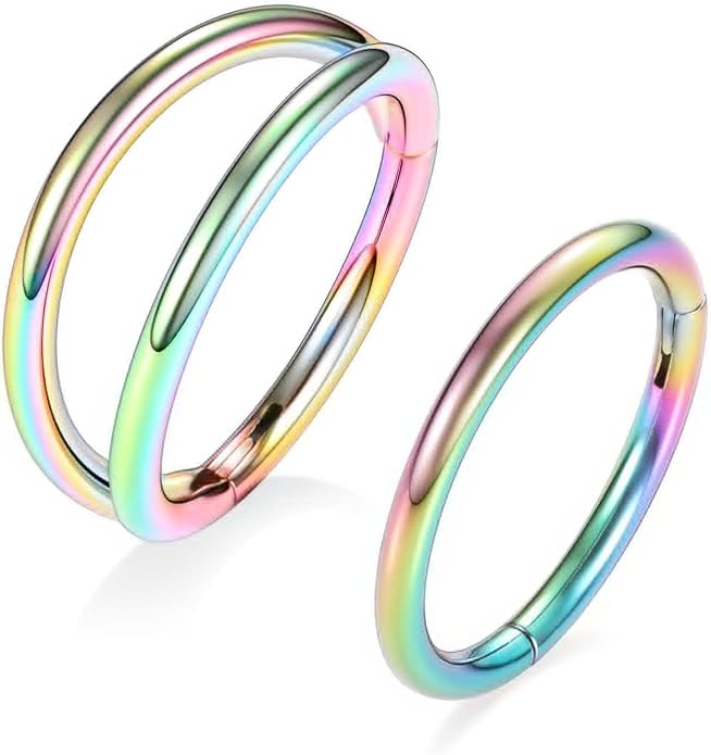 AROWRO Conch Piercing Jewelry Septum Jewelry Nose Rings Hoops 20G 18G 16G 316L Surgical Steel Hinged Segment Ring Hoop Helix Daith Rook Tragus Cartilage Piercing Jewelry