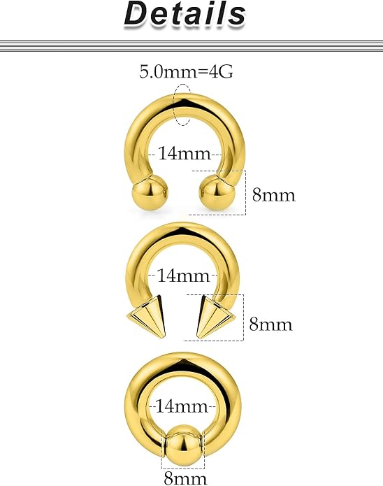00G 0G 2G 4G 6G 8G 10G 12G 14G 16G Septum Rings Silver Black Surgical Steel Heavy Gauges Earrings Stretching kit Eyebrow Lip Septm Nose Rings Helix Tragus Daith Rook Earrings Hoops 10mm-19mm