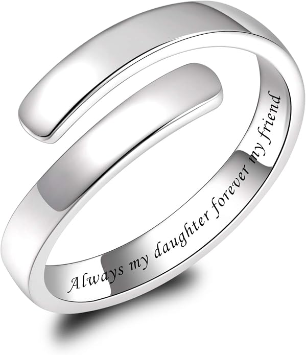 BEILIN 925 Sterling Silver Inspirational Jewelry Rings Adjustable Ring Personality Encouragement Gift for Teens Women