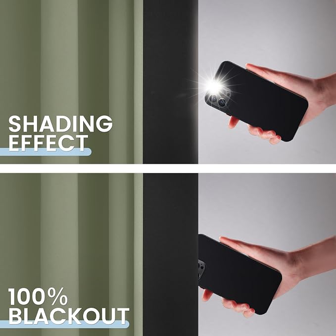 SimpleHome Light Sage 100% Blackout Curtains Room Darkening Living Room 90 | Curtains for Bedroom,Thermal Insulated Grommet Window Drapes,Curtains for Living Room with Black Back,52 x 90 Inch,2 Panels