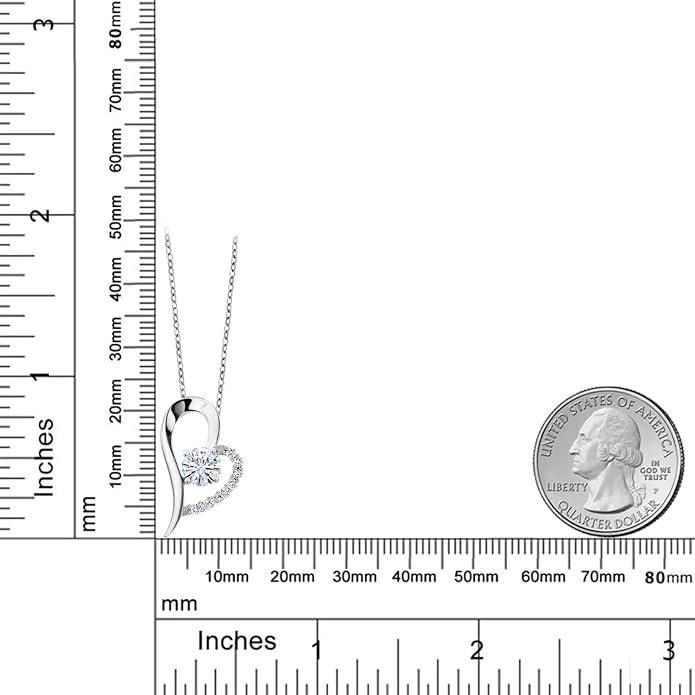 Gem Stone King Heart Shape Pendant Necklace For Women | 925 Sterling Silver | 6MM Round Gemstone Birthstone | Heart Necklace For Women | With 18 Inch Silver Chain