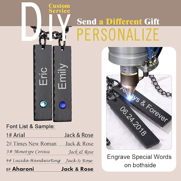GOLDCHIC JEWELRY Personalized Birthstone Name Necklaces for Men Women, Engraved Family Names Necklace with Birthstone Vertical Bar Necklace, Pendant for Husband/Father/Grandma/Wife Birthday Gifts
