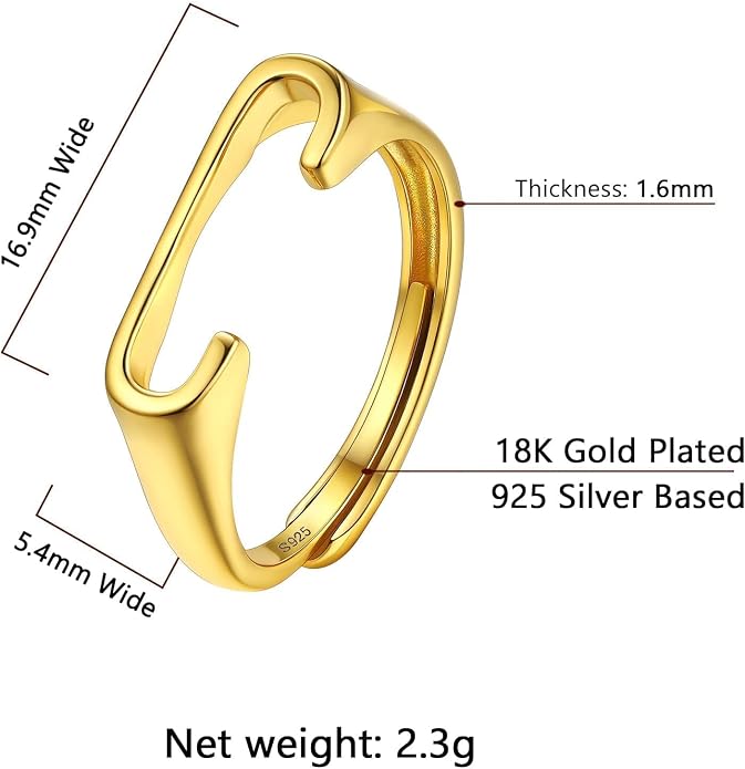 SILVERCUTE 925 Sterling Silver Initial Rings for Women,Adjustable Capital Letter Ring Hypoallergenic,Minimalist 925 Silver Rings for Mother Daughter