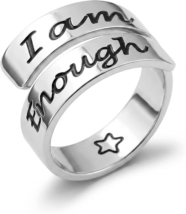 Inspirational Motivational Adjustable Ring Personalized Stainless Steel Spiral Wrap Twist Rings Encouragement Statement Graduation Jewelry Birthday Gifts for Women Teengirls.