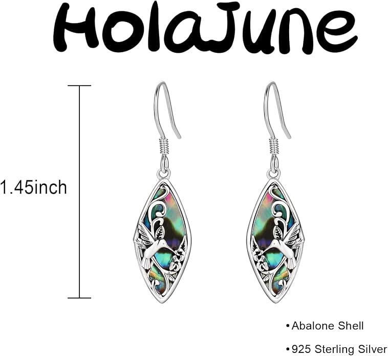 Sterling Silver Abalone Shell Filigree Dangle Drop Earrings Bohemia Jewelry Gift for Women Mother Mom