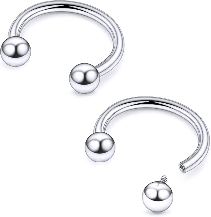 20G 18G 16G 14G 12G 8G 6G 4G 2G ASTM F136 Titanium Internal Thread Horseshoe Septum Ring Jewelry Circular Barbell Helix Snug Tragus Rook Daith Cartilage Earring Lip Ring Piercing Jewelry