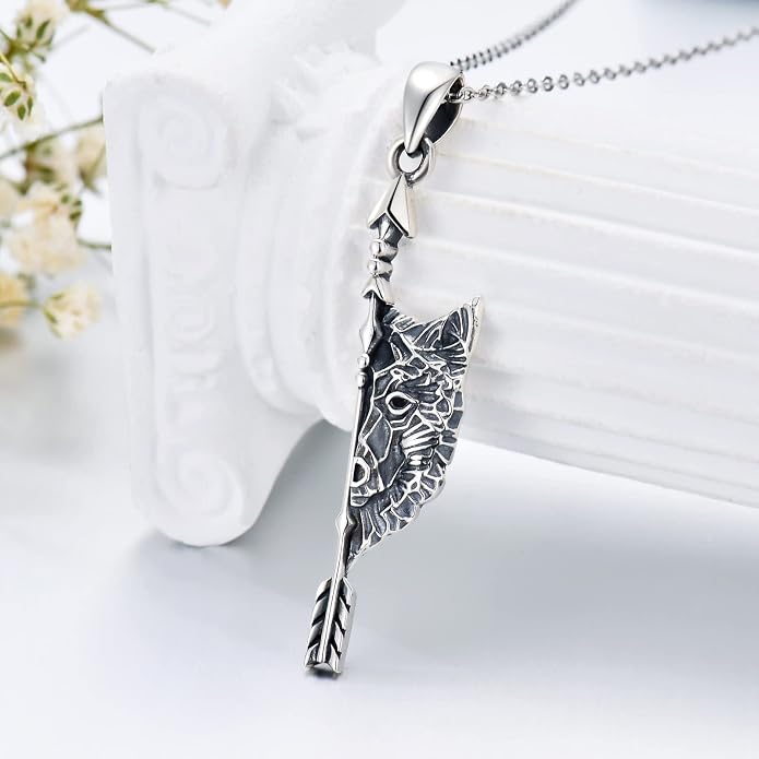 VONALA S925 Sterling Silver Celtic Owl/Moon Wolf/Horse/Dragon/Viking/Anchor Necklace Celtic Knot Pendant Necklace Irish Vintage Necklace Gifts for Women Teens Men Unisex