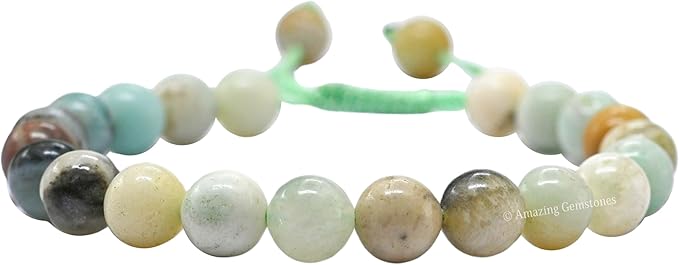 Amazing Gemstone Max Amazonite Bracelet for Women Men's Gifts - Protection Healing Crystal Bracelet - 8mm Gemstones Beaded Adjustable Bracelet Pulseras para Hombres Mujer Stocking Stuffers
