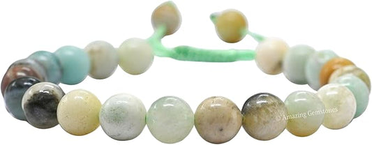 Amazing Gemstone Max Amazonite Bracelet for Women Men's Gifts - Protection Healing Crystal Bracelet - 8mm Gemstones Beaded Adjustable Bracelet Pulseras para Hombres Mujer Stocking Stuffers
