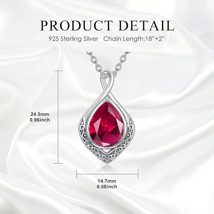 PELOVNY Celtic Knot Necklaces for Women 925 Sterling Silver Gemstone/Birthstone Teardrop Infinity Necklace Irish Celtic Pendant Jewelry Gifts for Mom Daughter Wife