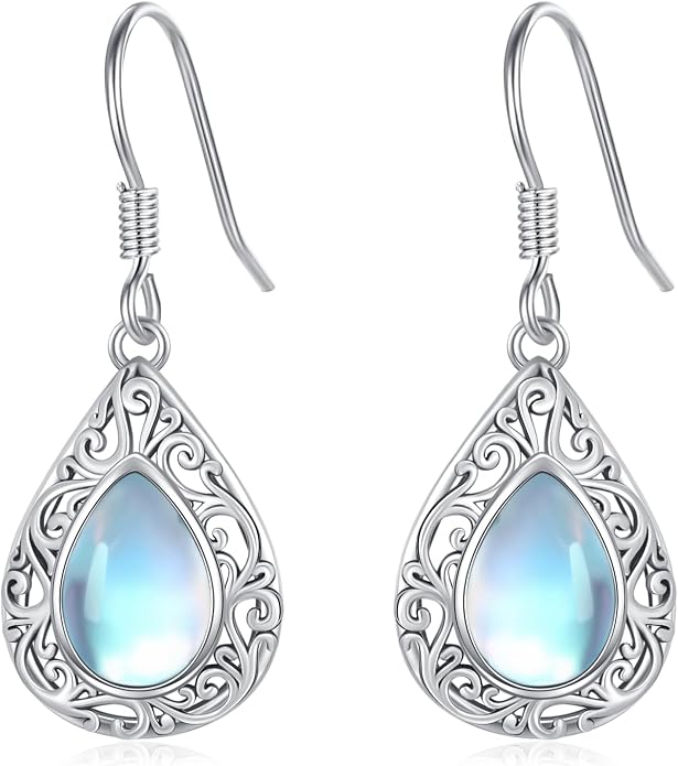 Silver Earrings for Women Sterling Silver Filigree Earrings Teardrop Dangle Drop Filigree Jewelry Gift for Women Mother Mom
