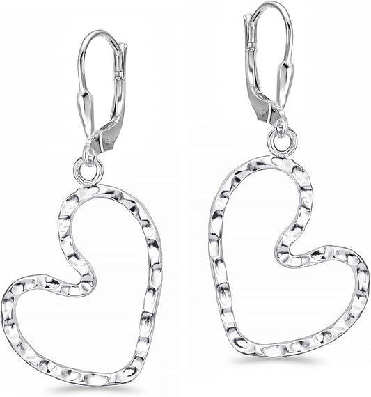 Charmsy 925 Sterling Silver Filigree Earrings for Women | Lightweight Diamond-Cut Openwork Leverback Dangle Earrings | Romantic Jewelry Gifts for Women