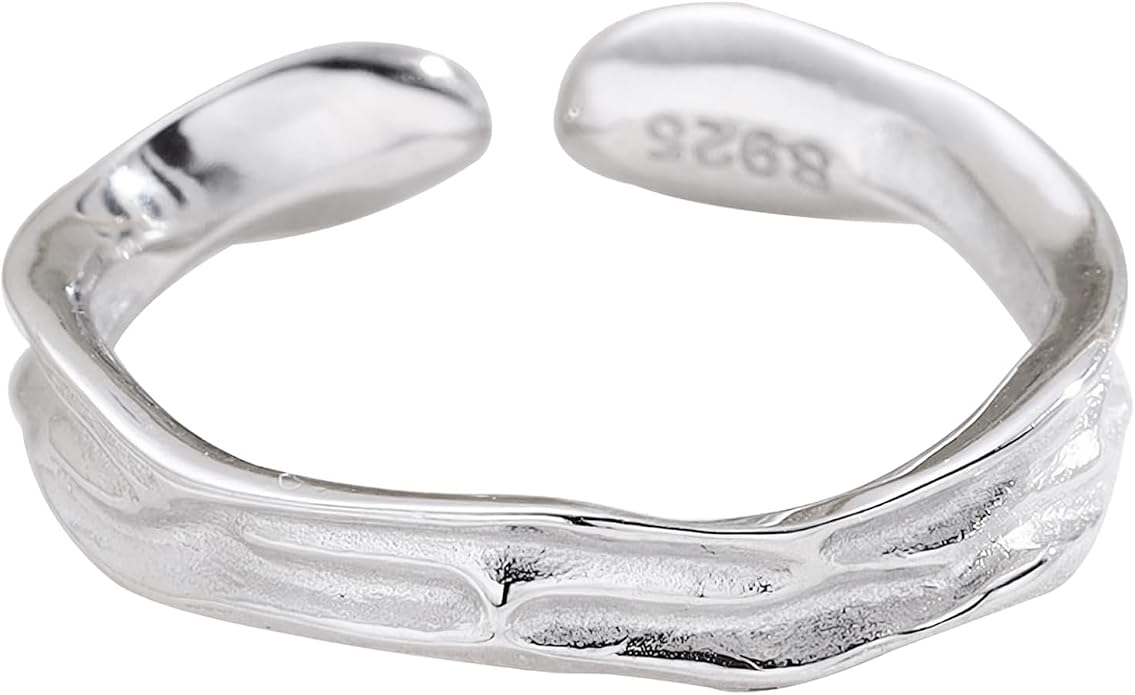 925 Sterling Silver Ring Minimalist Adjustable Rings Band Handmade Rings for Women Girls