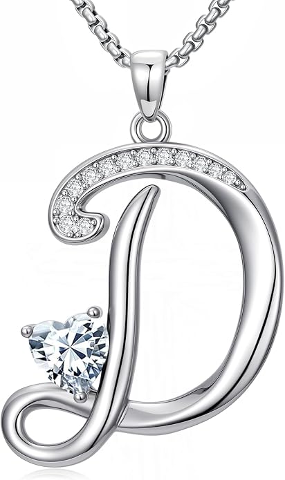 Birthday Gifts for Women Alphabet A to Z Initial Birthstone Pendant Necklaces for Women - 18k White Gold Plated Personalized Name Jewelry Anniversary Graduation Gifts for Wife Her Daughter Girlfriend(with Gift Box)