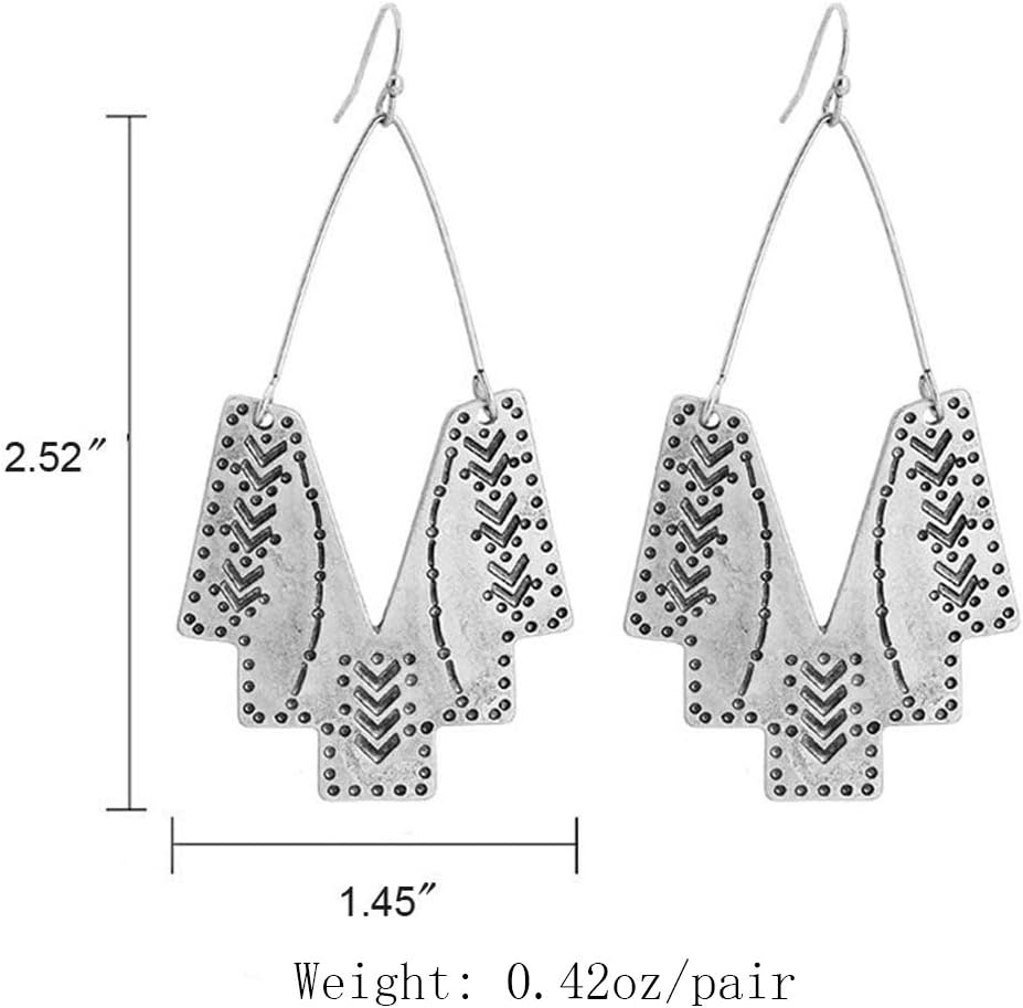 Zealmer Gold Geometric Earrings Statement Vintage Boho Ethnic Earrings Hollow Out Fan Shape Dangle Drop Earrings for Women Birthday Christmas Valentines Day Gift