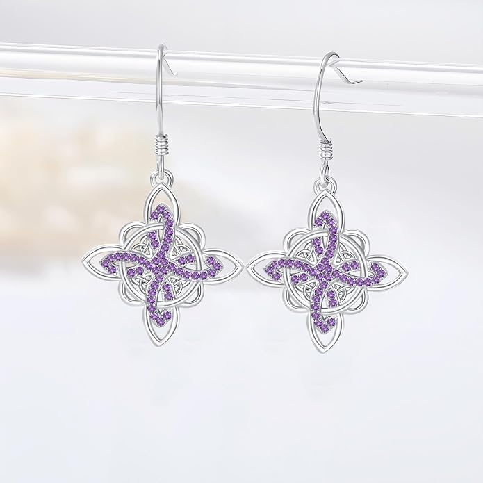 Celtic Knot Earrings 925 Sterling Silver Abalone Drop Dangle Celtic Earrings Gifts for Women