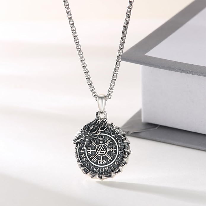 Viking Necklace for Men 925 Sterling Silver Nordic Viking Necklace Viking Amulet Jewelry Gifts for Men Women