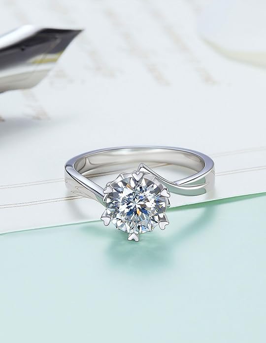 MomentWish Engagement Ring for Women, 1-2 Carats Moissanite Rromise Ring, D Color VVS1 Moissanite Wedding Ring 925 Sterling Silver Solitaire Rings