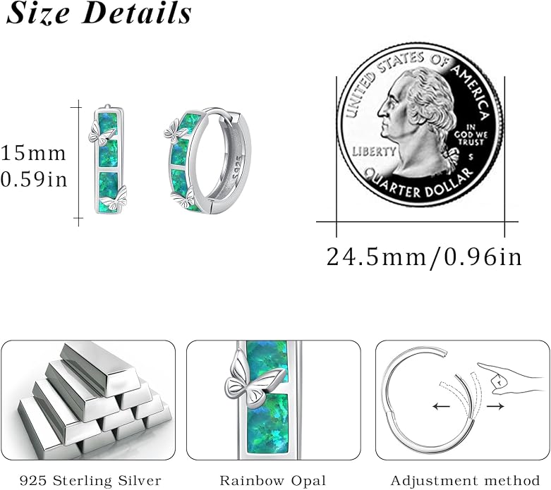 MEDWISE Mothers Day Gifts for Mom Multi Colored Opal Hoop Earrings for Women 925 Sterling Silver Huggie Hoop Earrings Jewelry Gift for Women Daughter Wife Mom Friends