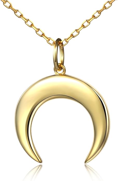 DAOCHONG S925 Sterling Silver Crescent Phases Moon Pendant Necklace for Women Jewelry